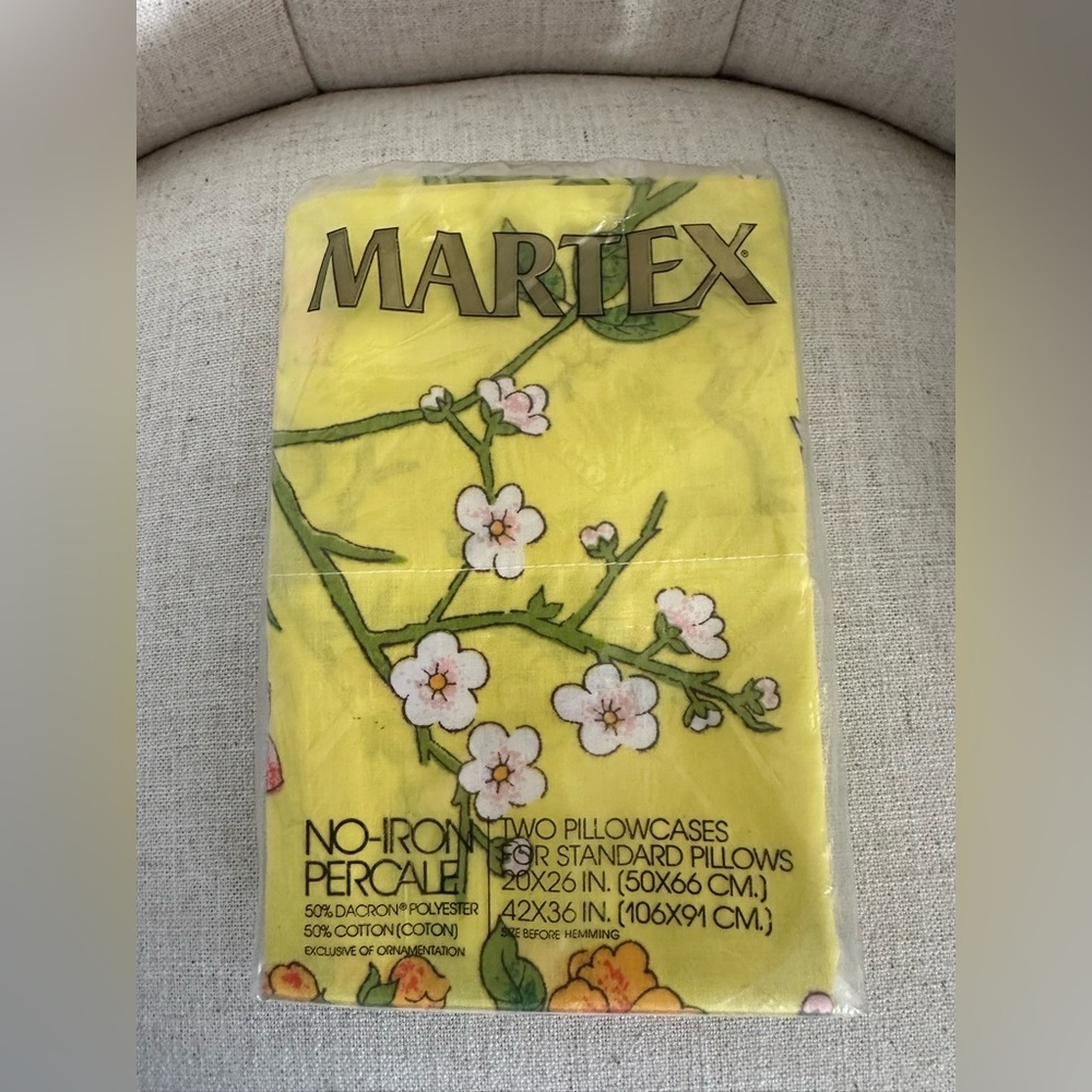 NIP! VTG Martex Floral Standard Pillowcase Set Cherry Blossom Colorful Cottage